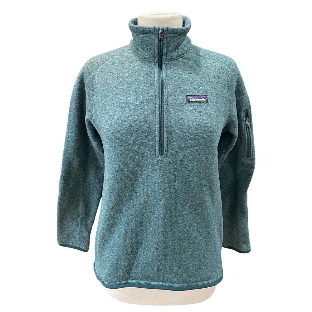 Patagonia Better Sweater Women’s Medium Quarter Zip Green Thermal Pull Over- EUC